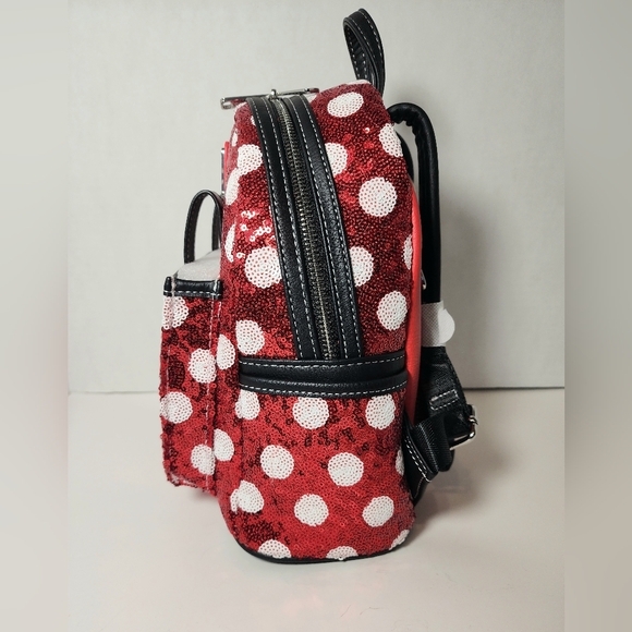 Loungefly Disney Parks Minnie Mouse Sequin Polka Dot Mini Backpack NWT - Picture 2 of 10